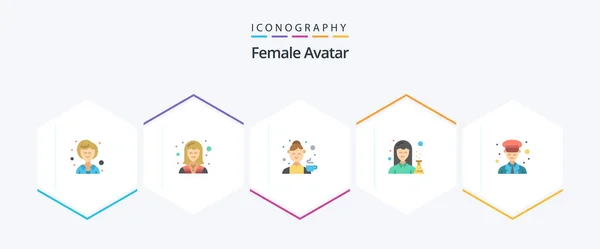 Female Avatar Flat Icon Pack Including Woman Medicine Avatar Female — Stockvector