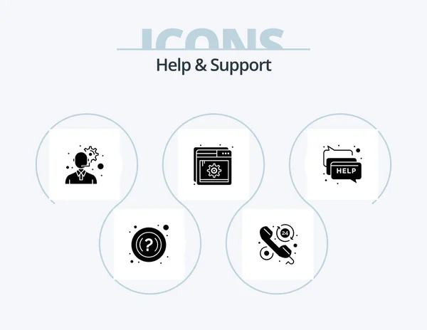 Help Support Glyph Icon Pack Icon Design Help Chat Customer — Archivo Imágenes Vectoriales
