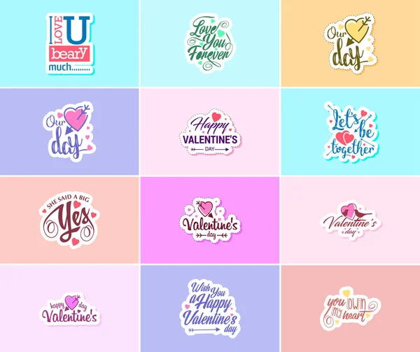 Love Details Valentine Day Typography Stickers — Stock Vector