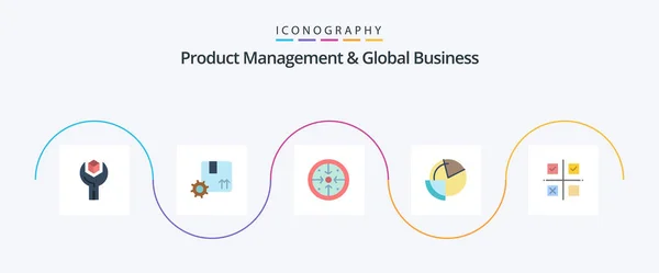 Product Managment Global Business Flat Icon Pack Including Data Analysis — Vector de stock