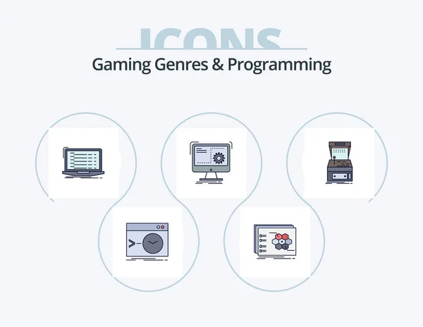Gaming Genres Programming Line Filled Icon Pack Icon Design Drawing — Stock Vector
