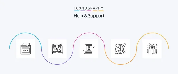 Help Support Line Icon Pack Including Help Information Manual Details — Vector de stock