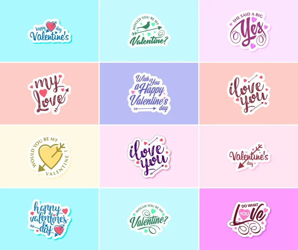 Express Your Love Valentine Day Graphics Stickers — Stok Vektör