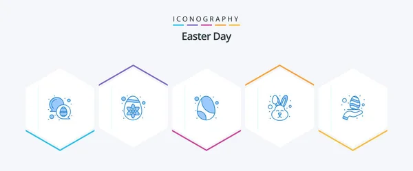Easter Blue Icon Pack Including Nature Egg Easter Face Easter — Διανυσματικό Αρχείο