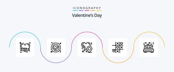 Valentines Day Line Icon Pack Including Married Bed Heart Location — Vector de stock
