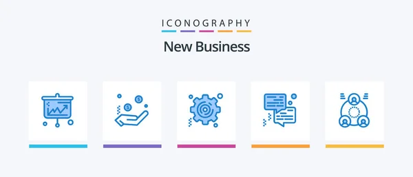 New Business Blue Icon Pack Including Employee Printer Hand Communication — Image vectorielle