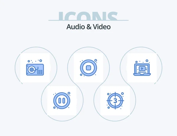 Audio Video Blue Icon Pack Icon Design Video Video Video — Stockvector