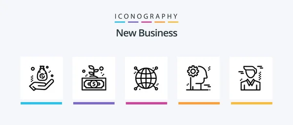 New Business Line Icon Pack Including Business Flag Network Business — Vector de stock
