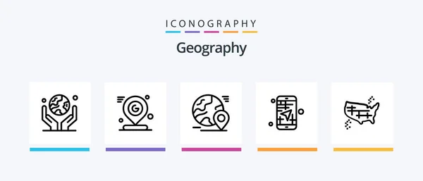 Geo Graphy Line Icon Pack Including Travel Destination Rock Landscape — Stock Vector
