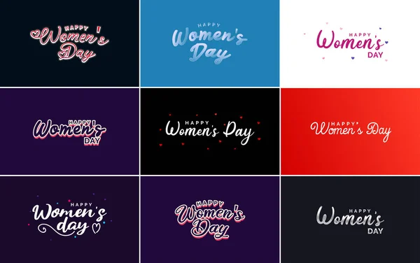 Pink Happy Women Day Typographical Design Elements Use International Women — Wektor stockowy