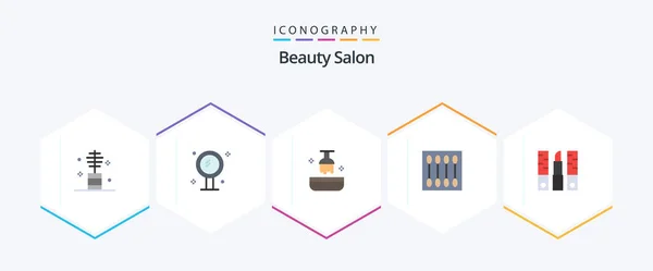 Beauty Salon Flat Icon Pack Including Makeup Cosmetics Mirror Beauty — Vetor de Stock
