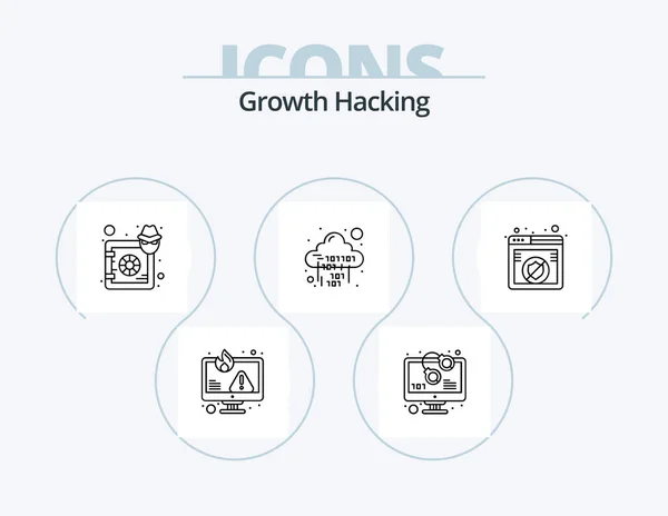 Hacking Line Icon Pack Icon Design Bandit Virus Security Search — Archivo Imágenes Vectoriales