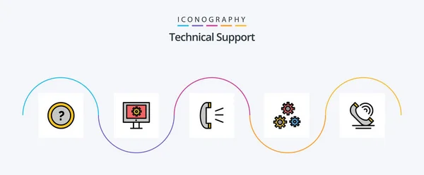 Technical Support Line Filled Flat Icon Pack Including Call Preferences – stockvektor