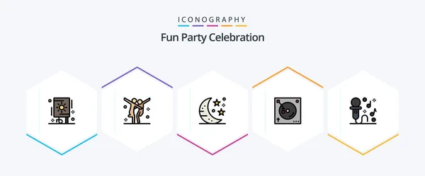 Party Filledline Icon Pack Including Microphone Sound Bar Party Mix — 图库矢量图片