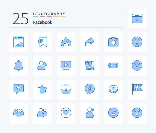 Facebook Blue Color Icon Pack Including Image Forward Fire Right — Stockvektor