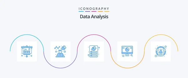 Data Analysis Blue Icon Pack Including Report Graph Document Digital — Stok Vektör