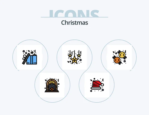 Christmas Line Filled Icon Pack Icon Design Christmas Coffee Calendar — Vetor de Stock