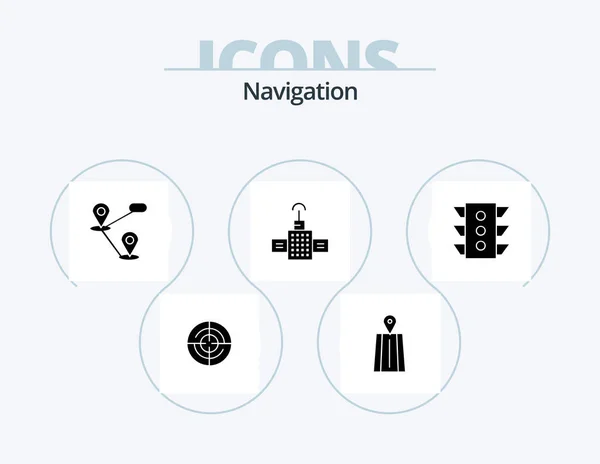 Navigation Glyph Icon Pack Icon Design Rule Signal Location Traffic — Stock Vector