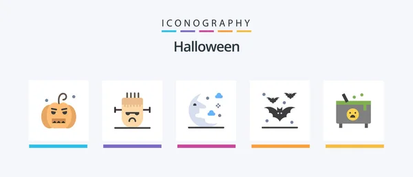 Halloween Flat Icon Pack Including Death Night Cloud Halloween Bat — Image vectorielle
