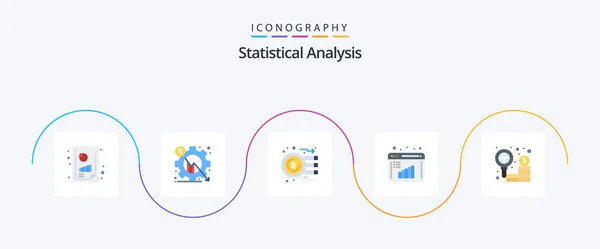 Statistical Analysis Flat Icon Pack Including Data Evaluation Business Research — Stock vektor