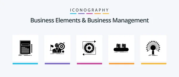 Business Elements Business Managment Glyph Icon Pack Including Conveyor Belt — Vetor de Stock