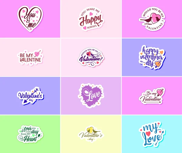 Love Air Valentine Day Typography Graphics Stickers — Stok Vektör