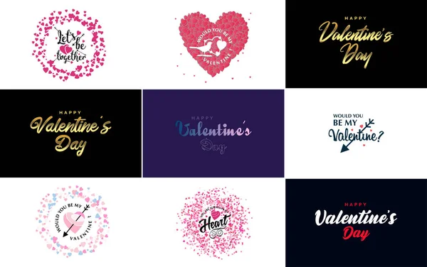 Happy Valentine Day Greeting Card Template Floral Theme Red Pink — Διανυσματικό Αρχείο