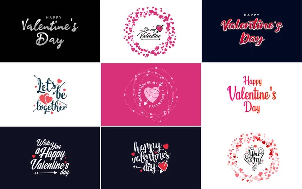 Happy Valentine Day Greeting Card Template Romantic Theme Red Color — Stockvector