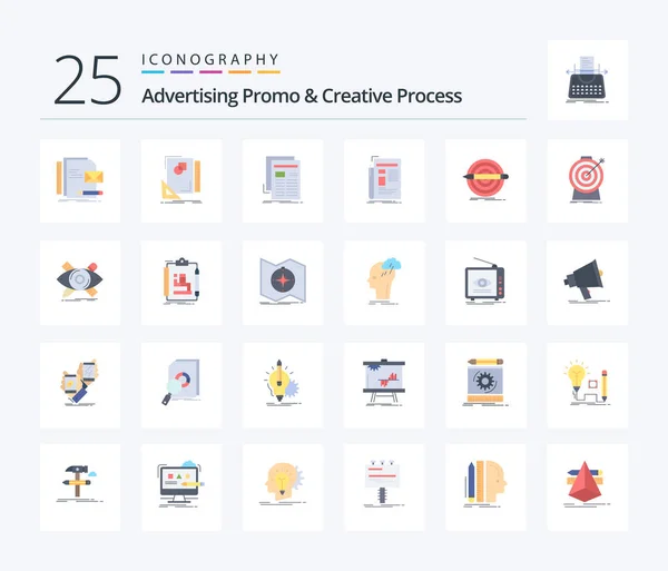 Advertising Promo Creative Process Flat Color Icon Pack Including Pencil — Stok Vektör