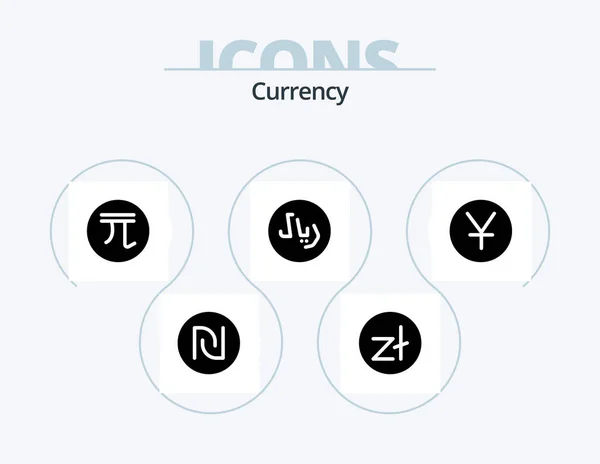 Currency Glyph Icon Pack Icon Design Rayal New Coin Money — Wektor stockowy