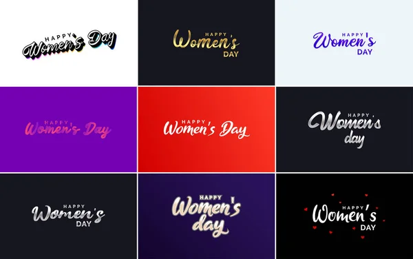 International Women Day Vector Hand Written Typography Background Gradient Color — 图库矢量图片