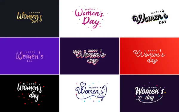 Happy Women Day Design Realistic Illustration Bouquet Flowers Banner Reading — Stok Vektör