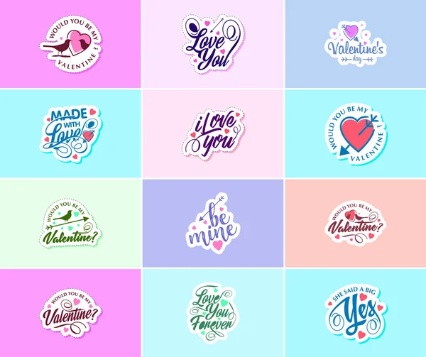 Love Details Valentine Day Typography Graphics Stickers — Stok Vektör