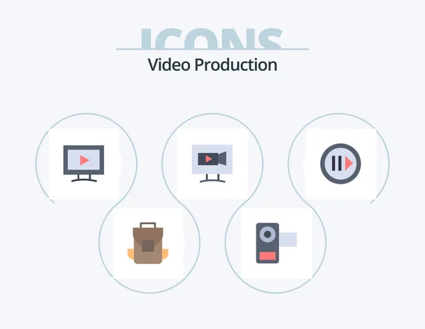 Video Production Flat Icon Pack Icon Design Media Video Video — Stock Vector