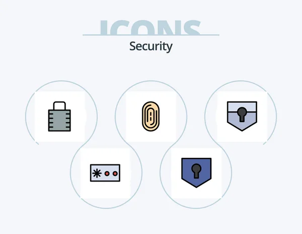Security Line Filled Icon Pack Icon Design Touch Error Fingerprint — Vetor de Stock