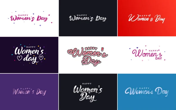 Набор Открыток Логотипом Международного Женского Дня Ярким Красочный Дизайн — стоковый вектор