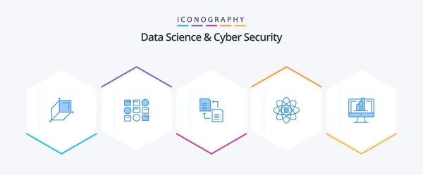 Data Science Cyber Security Blue Icon Pack Including Monitor Dollar — Stok Vektör