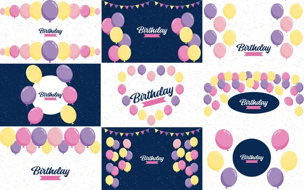 Colorful Glossyhappy Birthday Balloons Banner Background Vector Illustration Eps10 Format — Stok Vektör