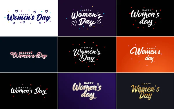 March 8Th Typographic Design Set Happy Women Day Text — Wektor stockowy