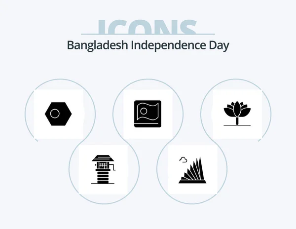 День Независимости Бангладеш Glyph Icon Pack Icon Design Феллайни Флаг — стоковый вектор