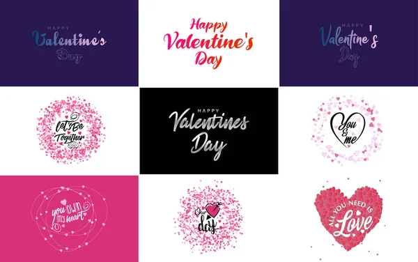 Vector Illustration Heart Shaped Wreath Happy Valentine Day Text — Stock Vector