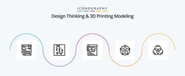 Design Thinking Printing Modeling Line Icon Pack Including Rgb Project — Stok Vektör