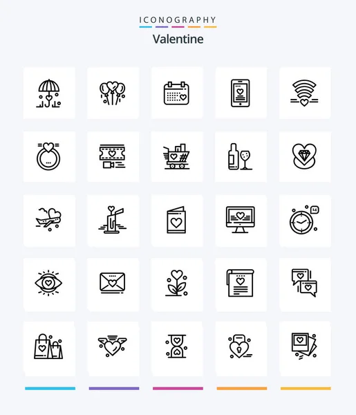 Creative Valentine Outline Icon Pack Day Love Bloone Day Valentine — Διανυσματικό Αρχείο