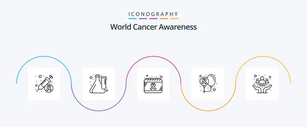 World Cancer Awareness Line Icon Pack Including Health Cancer Laboratory — Image vectorielle