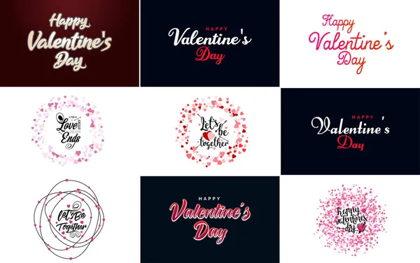 Happy Valentine Day Typography Design Heart Shaped Balloon Gradient Color — Stockvector