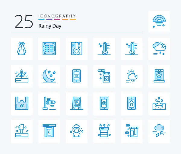 Rainy Blue Color Icon Pack Including Leaf Rainy Weather Light — Stock vektor