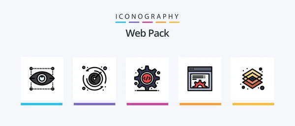 Web Pack Line Filled Icon Pack Including Aim Stopwatch Bulb — Stok Vektör