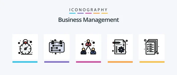 Business Management Line Filled Icon Pack Including Growth Server Management — Archivo Imágenes Vectoriales