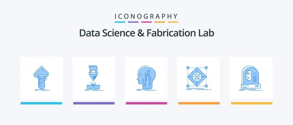 Data Science Fabrication Lab Blue Icon Pack Including Grid Architecture — Stock Vector