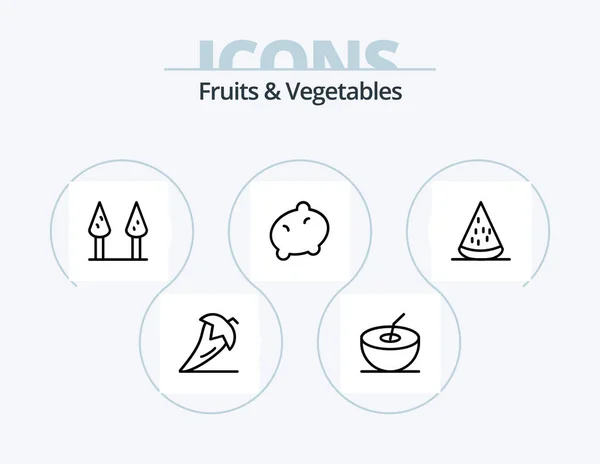 Fruits Vegetables Line Icon Pack Icon Design Vegetarian Food Acorn — Stockový vektor